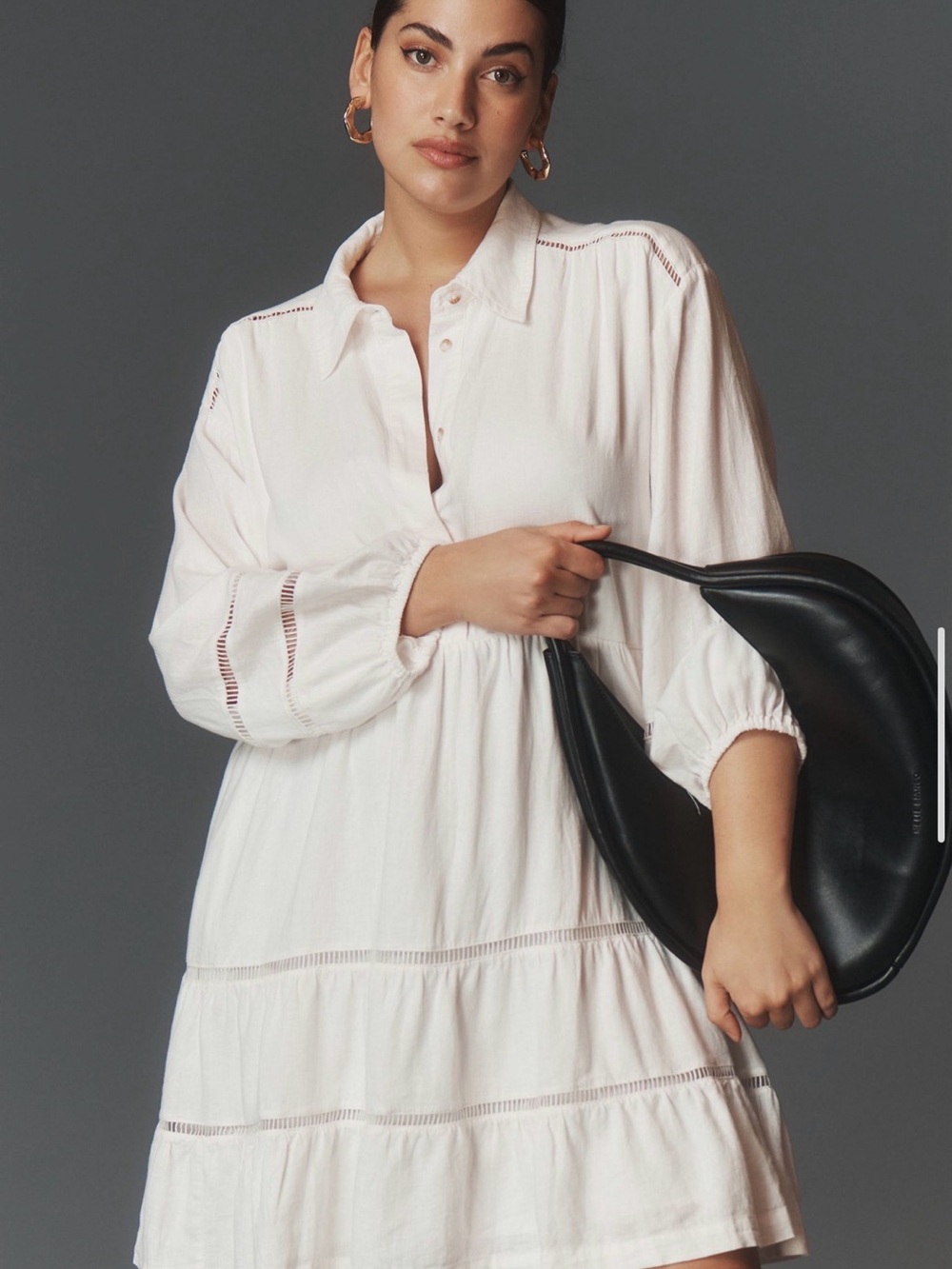 Maeve Bettina Tiered Mini Shirt Dress: Linen Edition Large - Picture 4 of 9